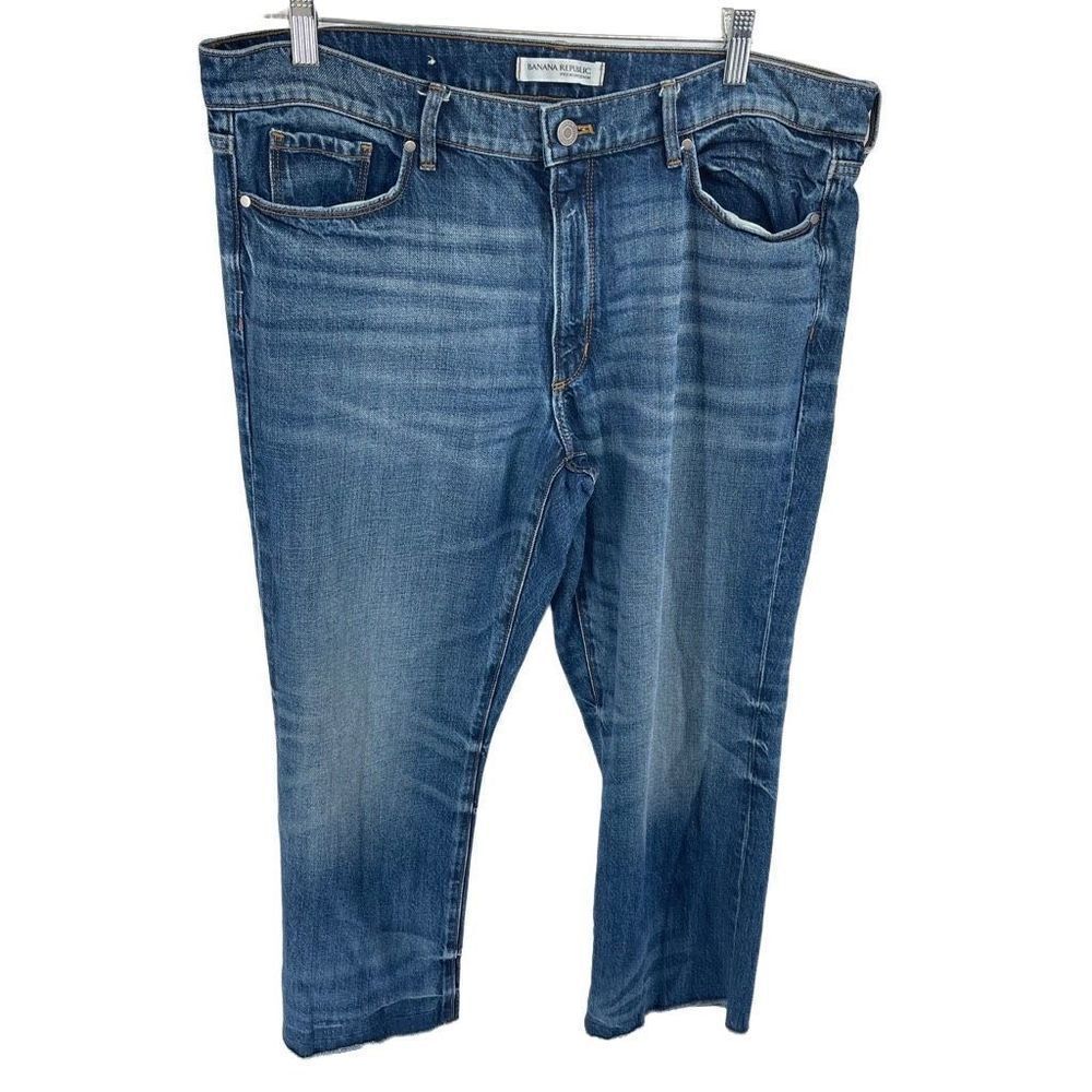 Banana Republic Womens Cropped Flare Jeans Denim Medium Wash Blue Size 32